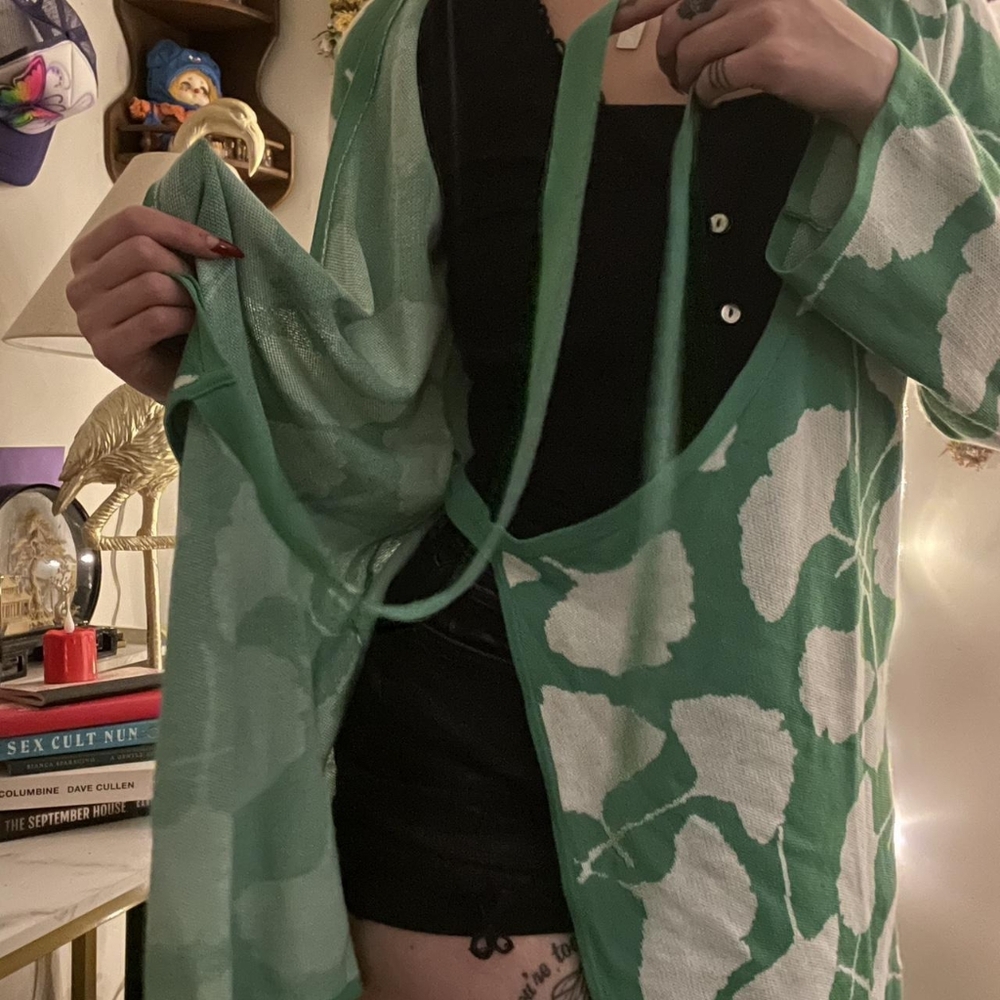 Diane Von Furstenburg X Target Knit Ginkgo Leaf Wrap Tunic Top - Picture 4 of 6